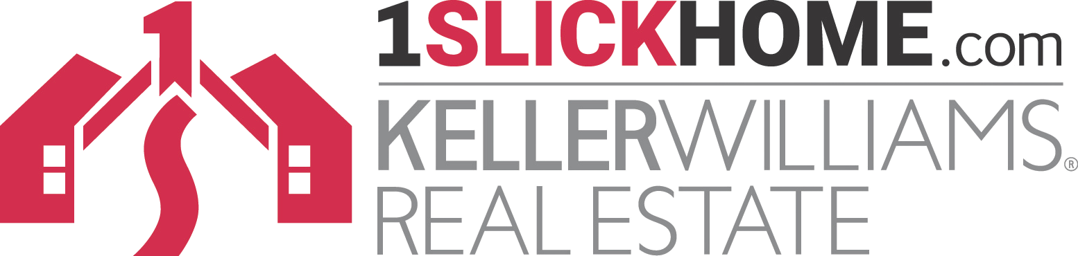 Red stylized house icon with a 1-shaped roof next to 1SLICKHOME.com and KELLER WILLIAMS REAL ESTATE wordmark